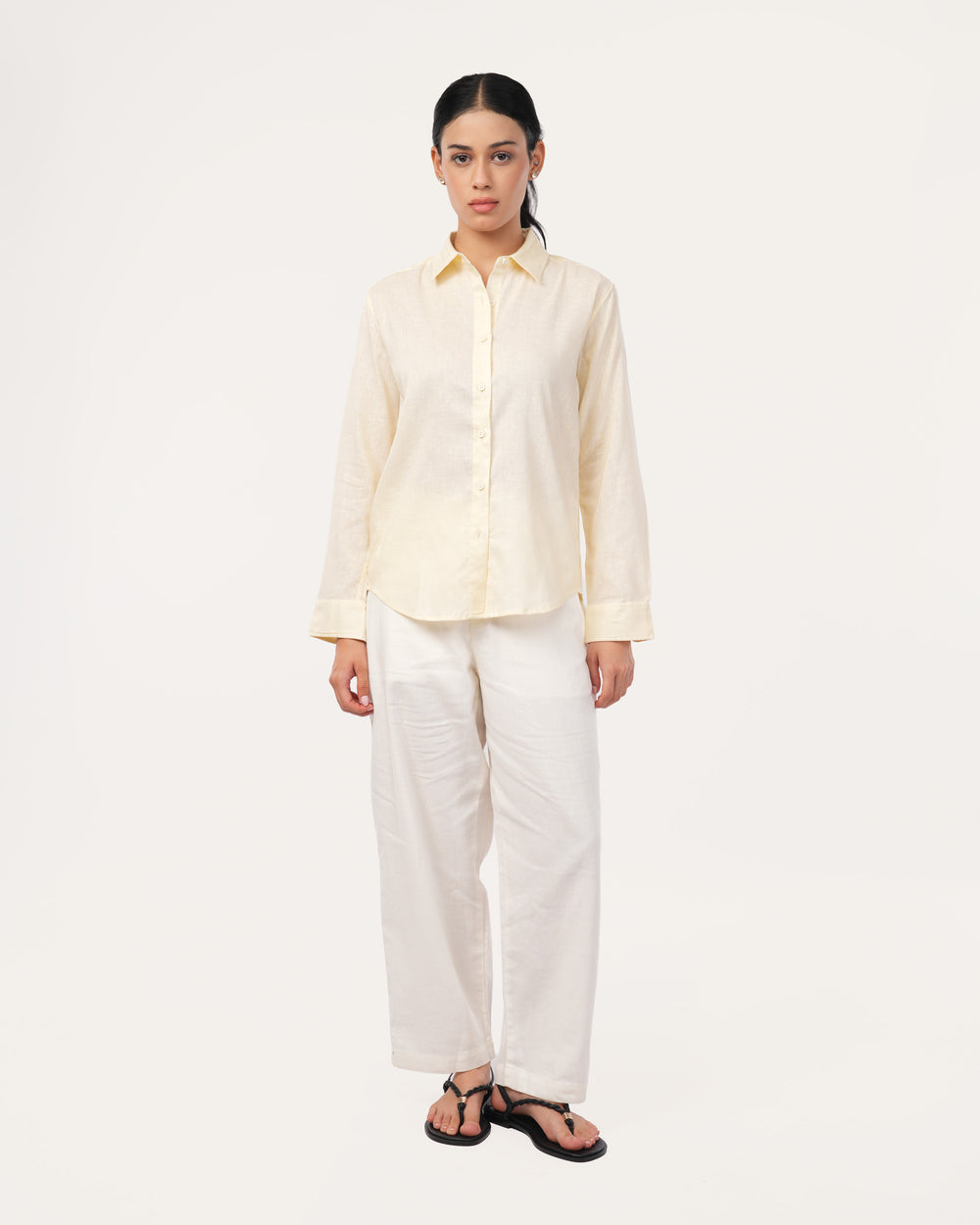 Light Yellow Linen Shirt for Women