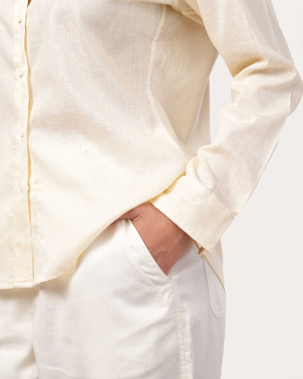 Light Yellow Linen Shirt for Women