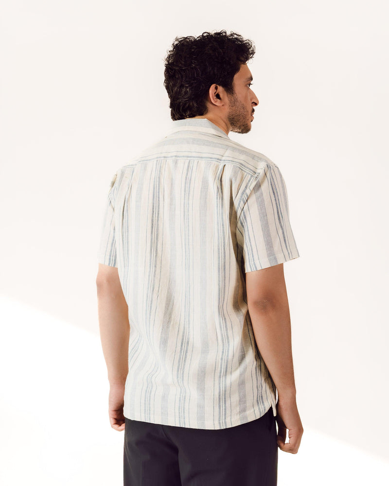 Indigo Striped Handloom Cotton Shirt for Men