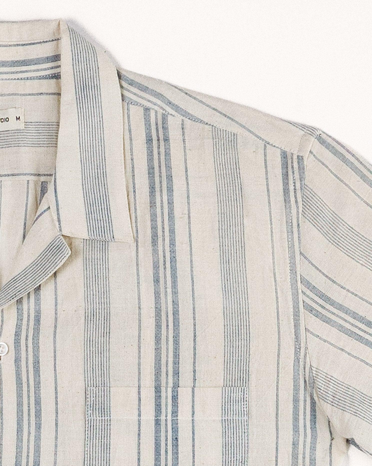 Indigo Striped Handloom Cotton Shirt for Men