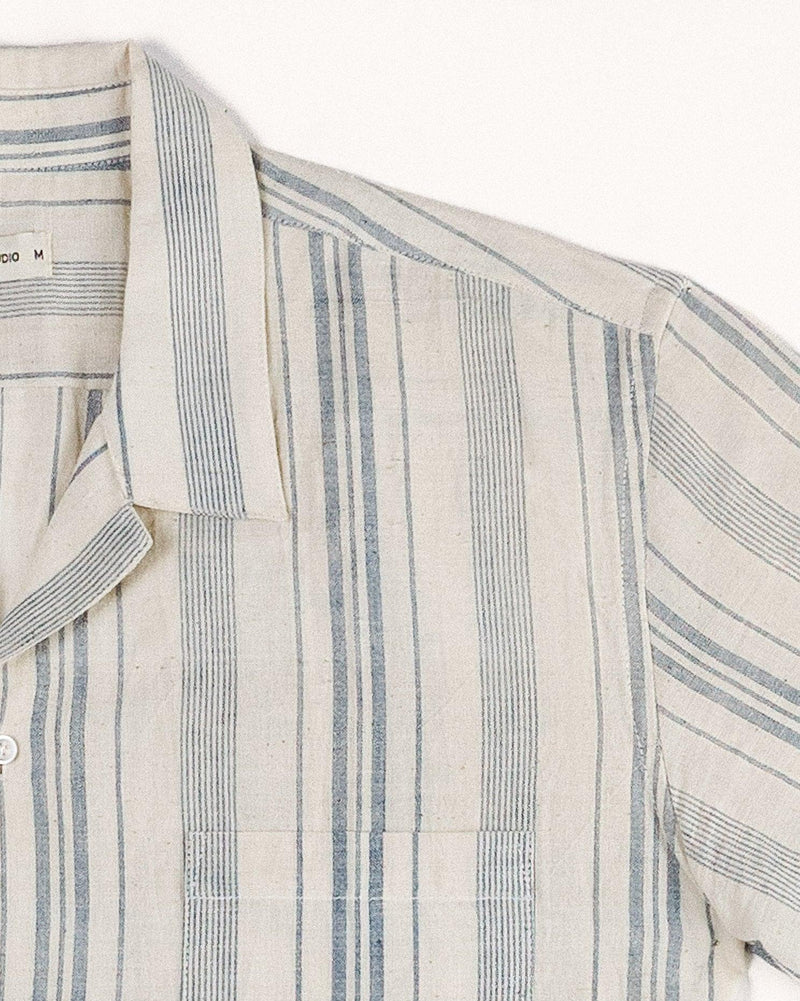 Indigo Striped Handloom Cotton Shirt for Men