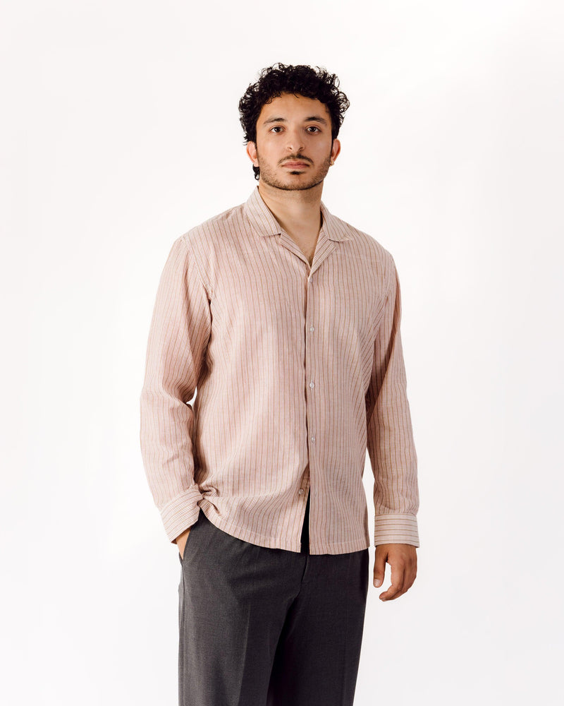 Red Striped Handspun Cotton Shirt for Men