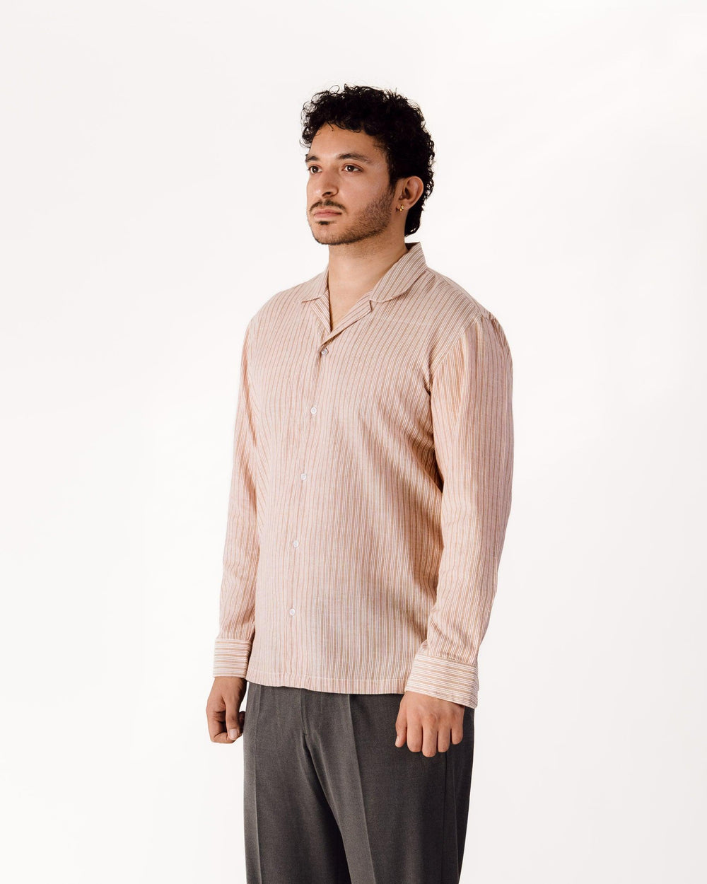 Red Striped Handspun Cotton Shirt for Men