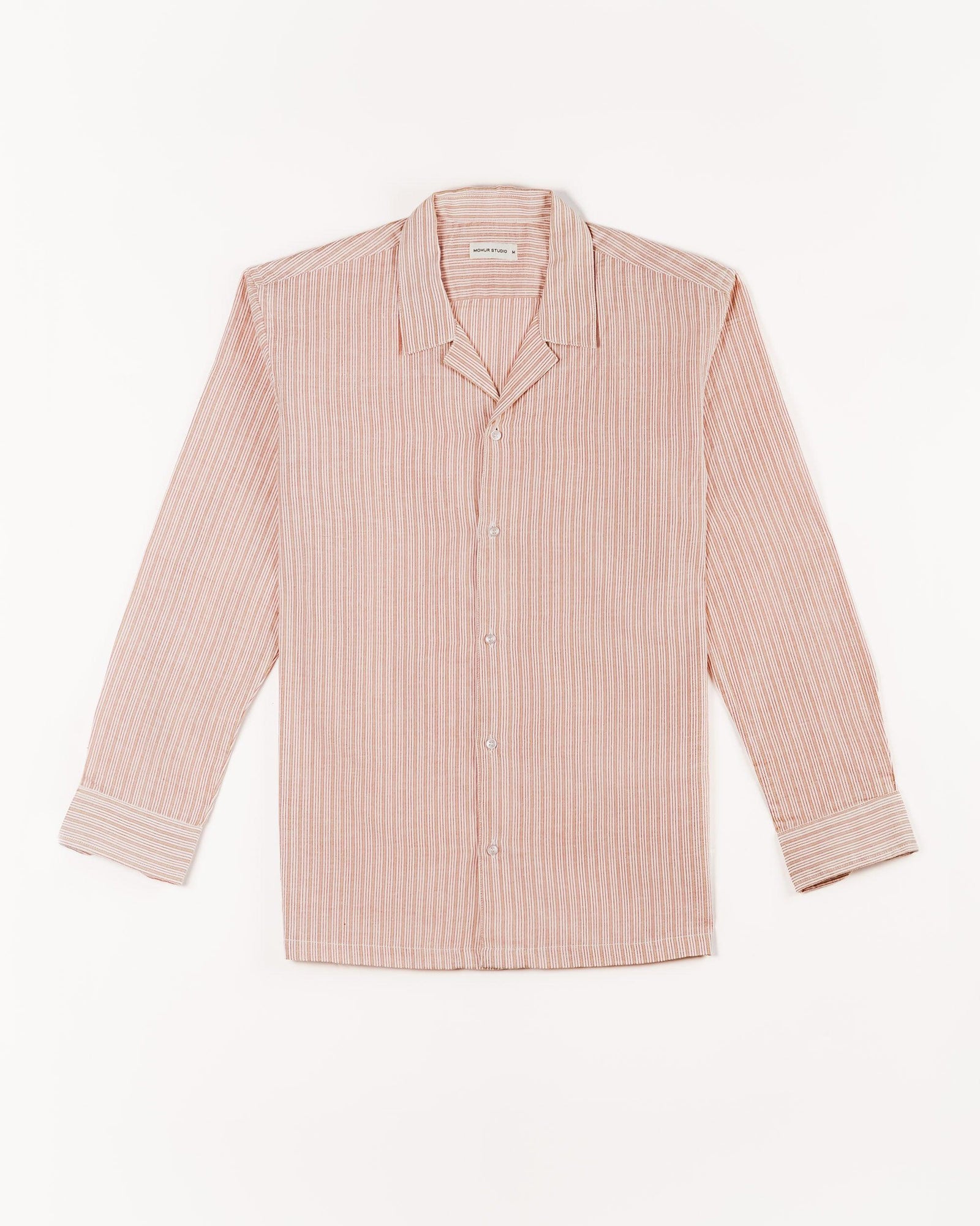 Red Striped Handspun Cotton Shirt for Men