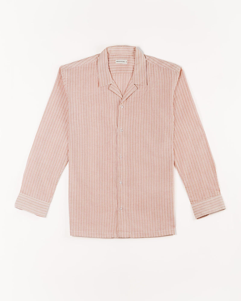 Red Striped Handspun Cotton Shirt for Men