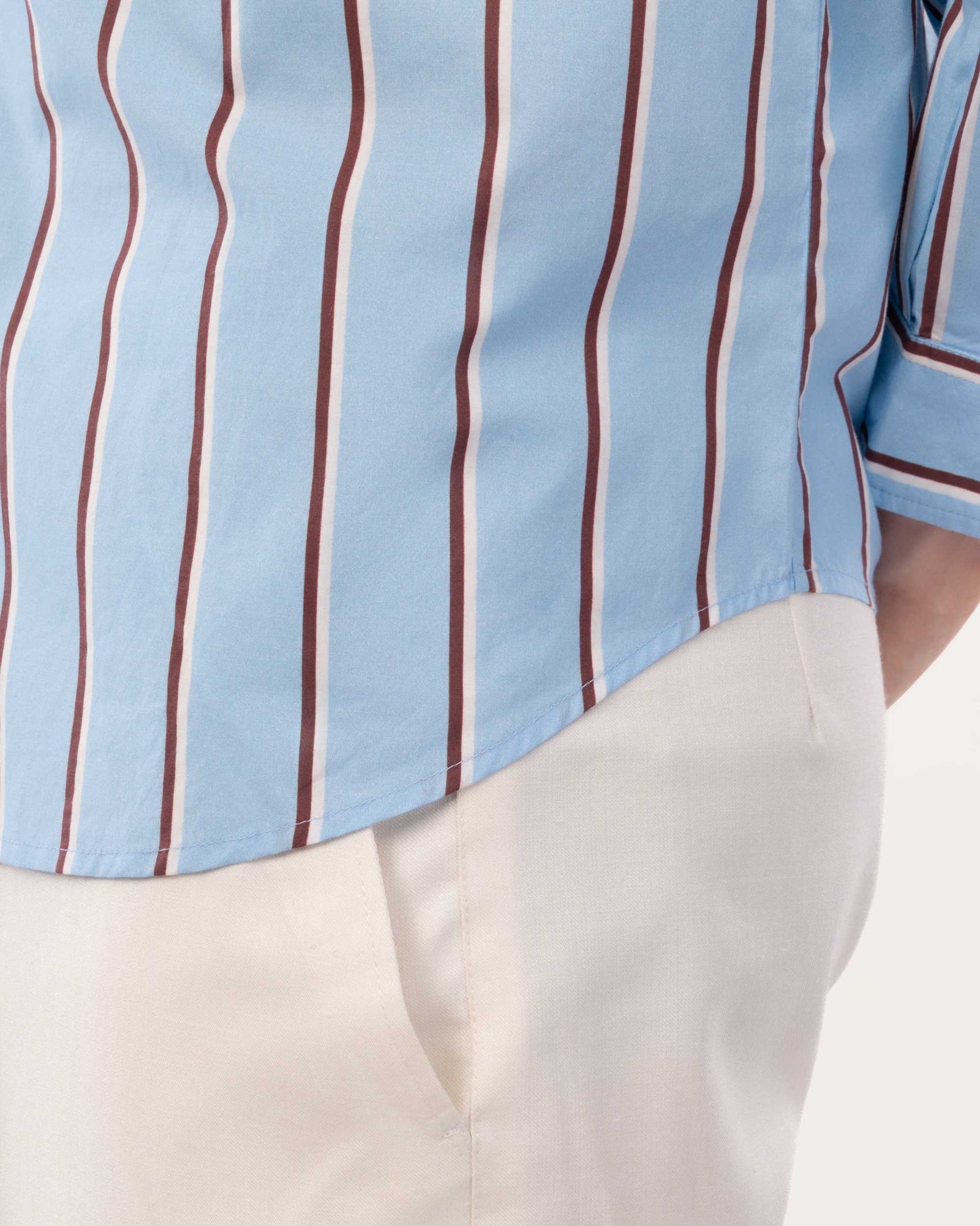 Blue Striped Poplin Shirt for Men
