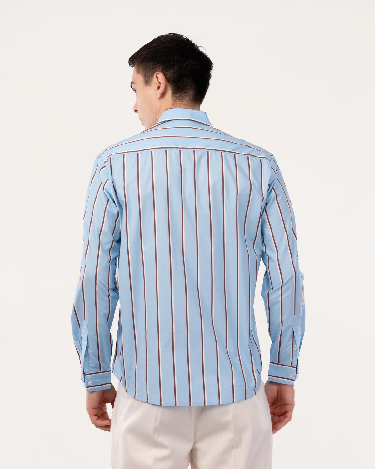 Blue Striped Poplin Shirt for Men