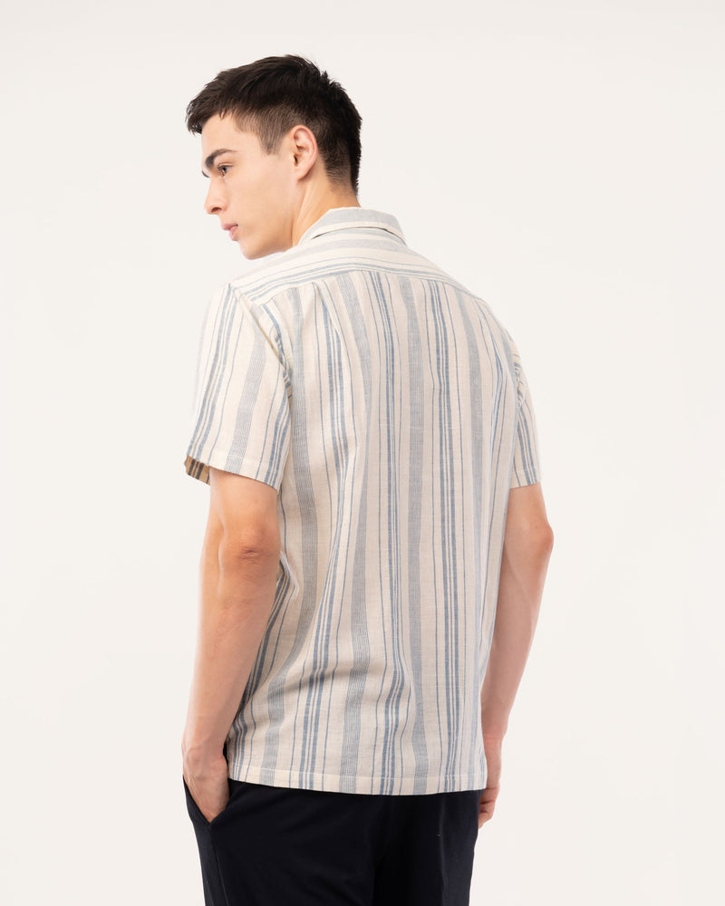 Indigo Striped Handloom Cotton Shirt for Men