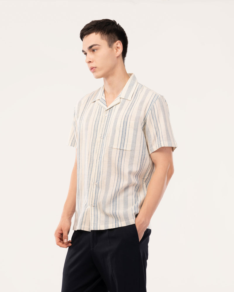Indigo Striped Handloom Cotton Shirt for Men