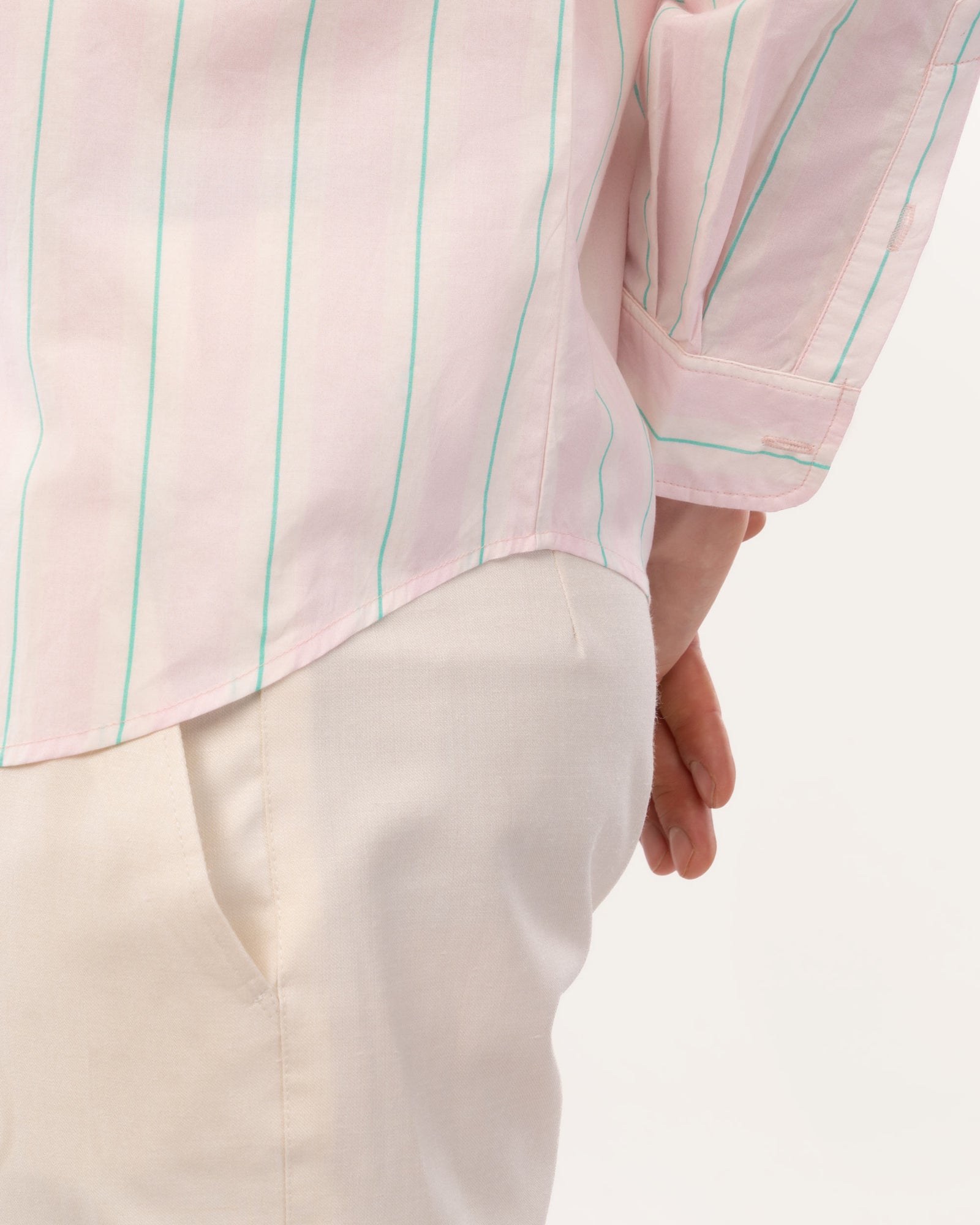 Light Pink Striped Poplin Shirt for Men