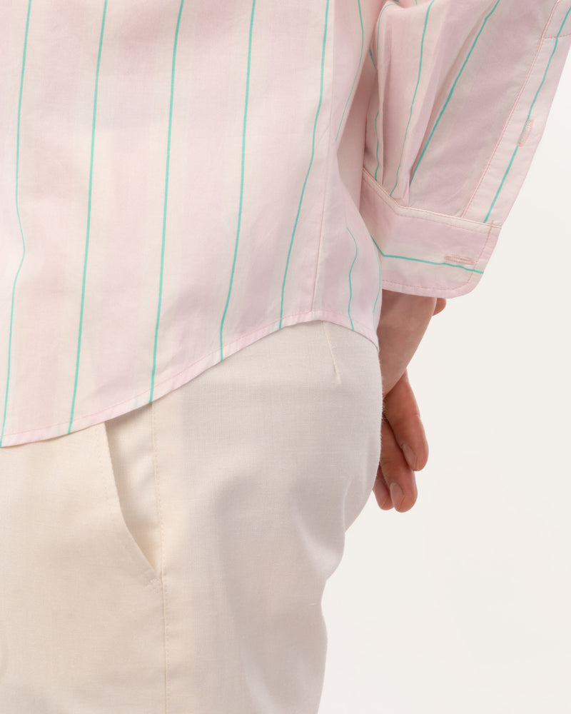 Light Pink Striped Poplin Shirt for Men