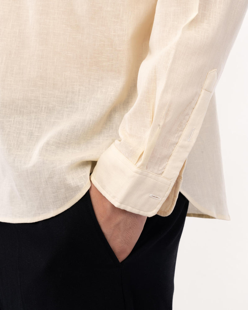 Light Yellow Linen Popover Shirt for Men