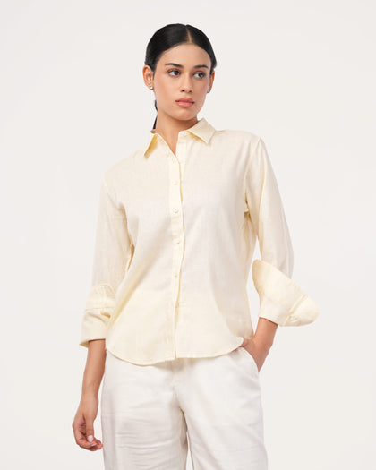Light Yellow Linen Shirt for Women