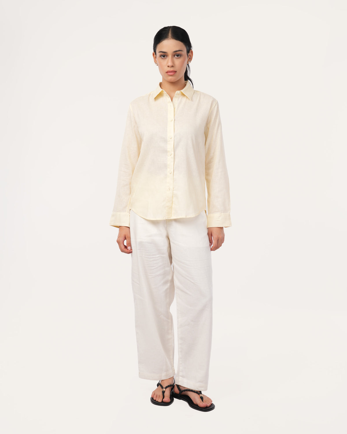 Light Yellow Linen Shirt for Women