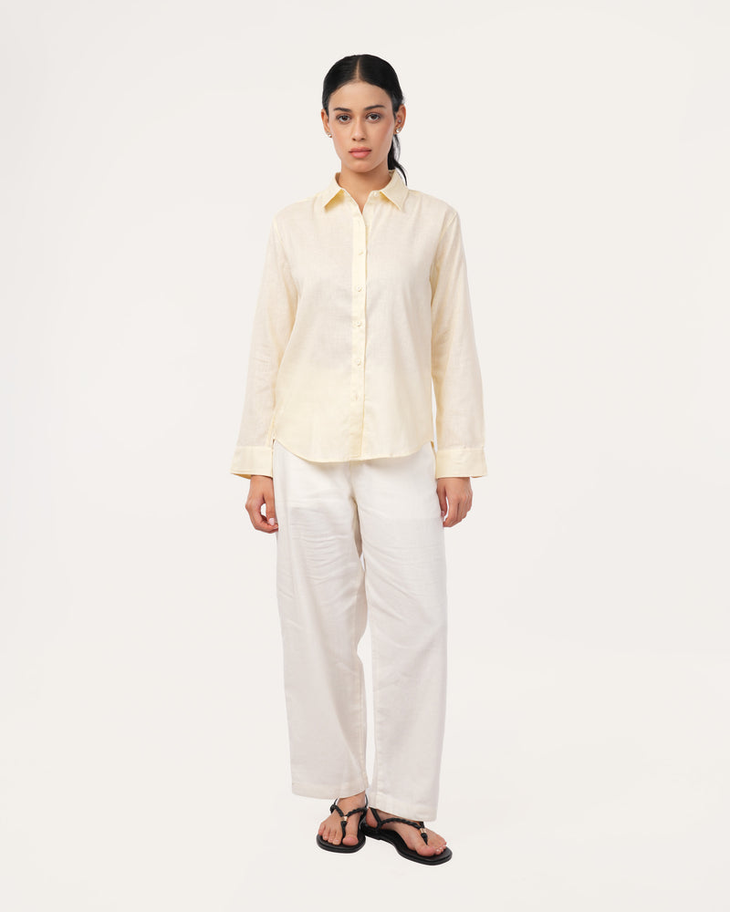 Light Yellow Linen Shirt for Women