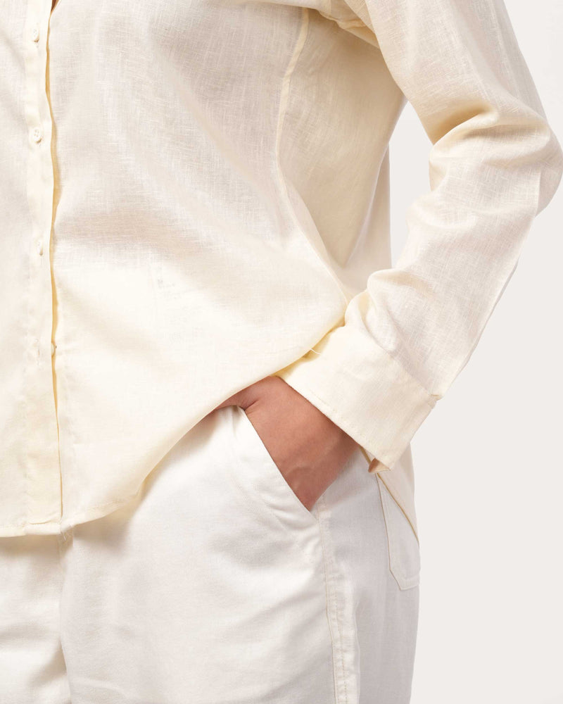 Light Yellow Linen Shirt for Women