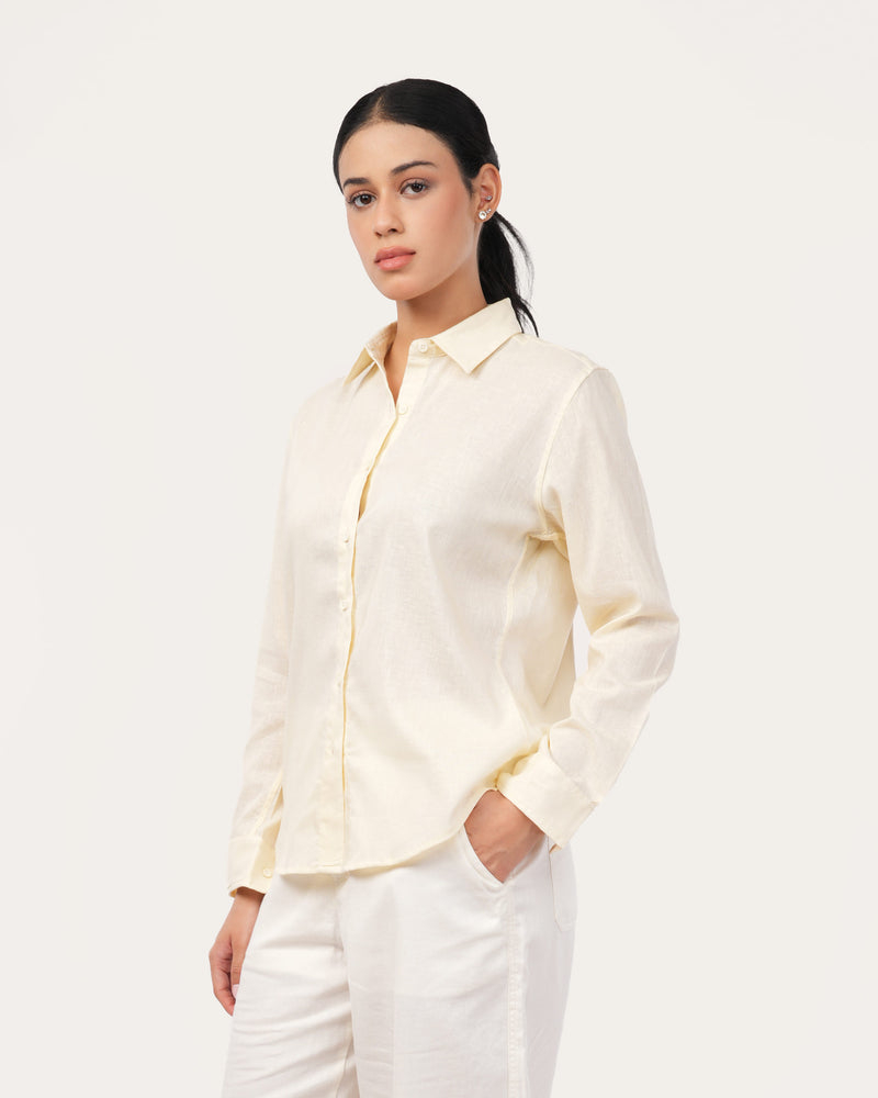 Light Yellow Linen Shirt for Women