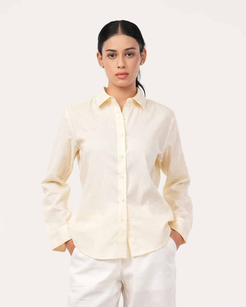 Light Yellow Linen Shirt for Women