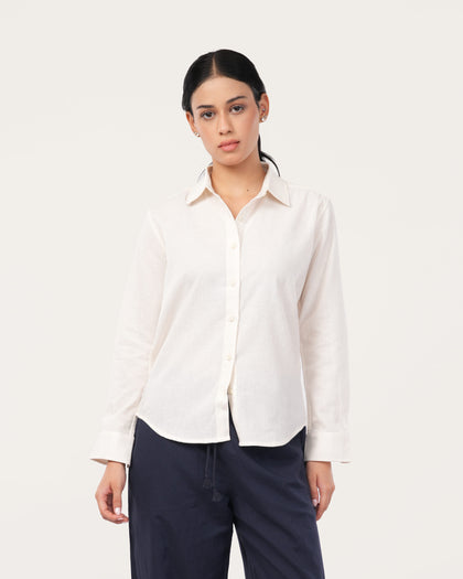 Off White Linen Shirt for Women