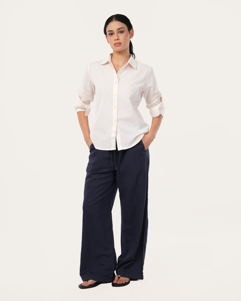 Off White Linen Shirt for Women