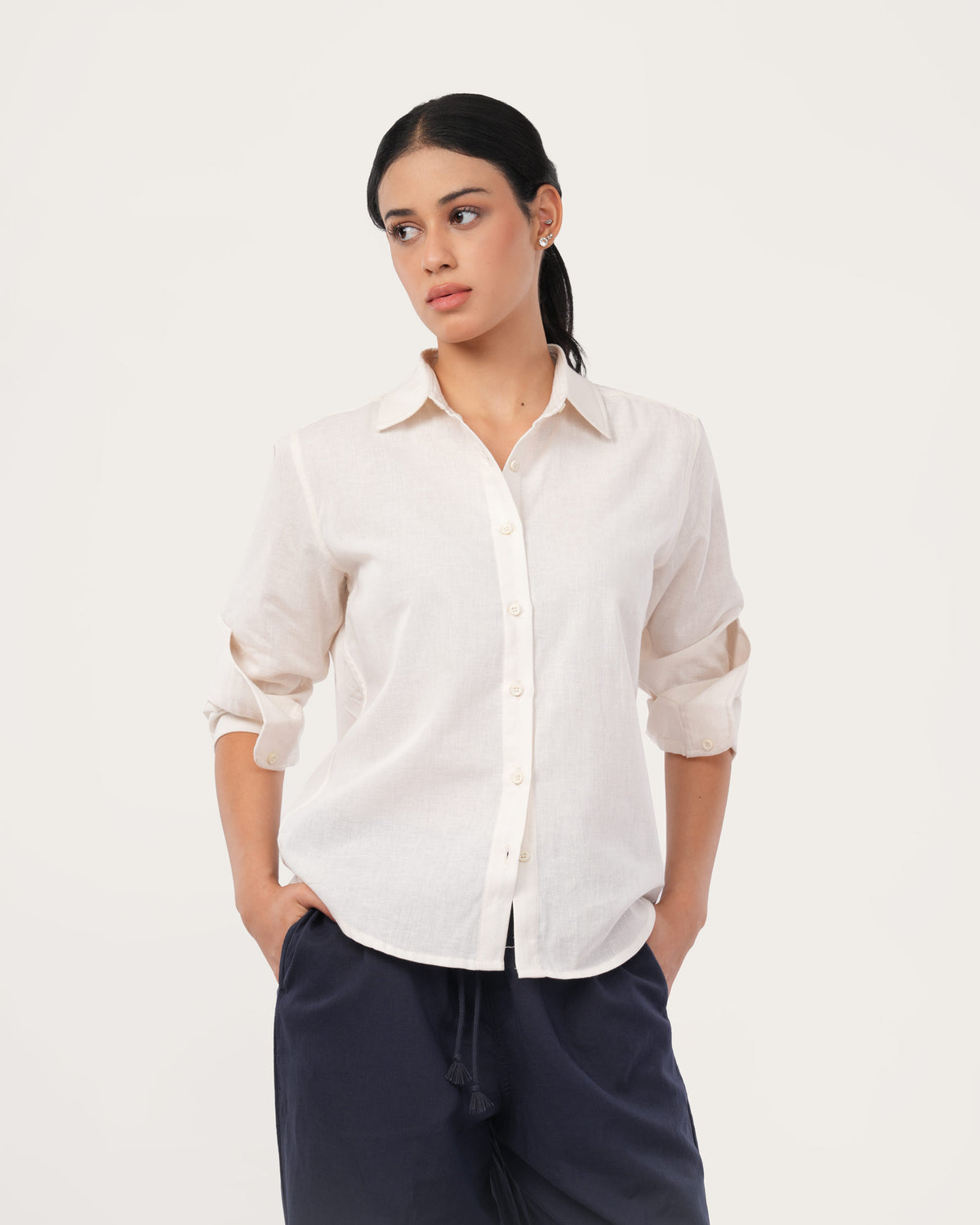 Off White Linen Shirt for Women