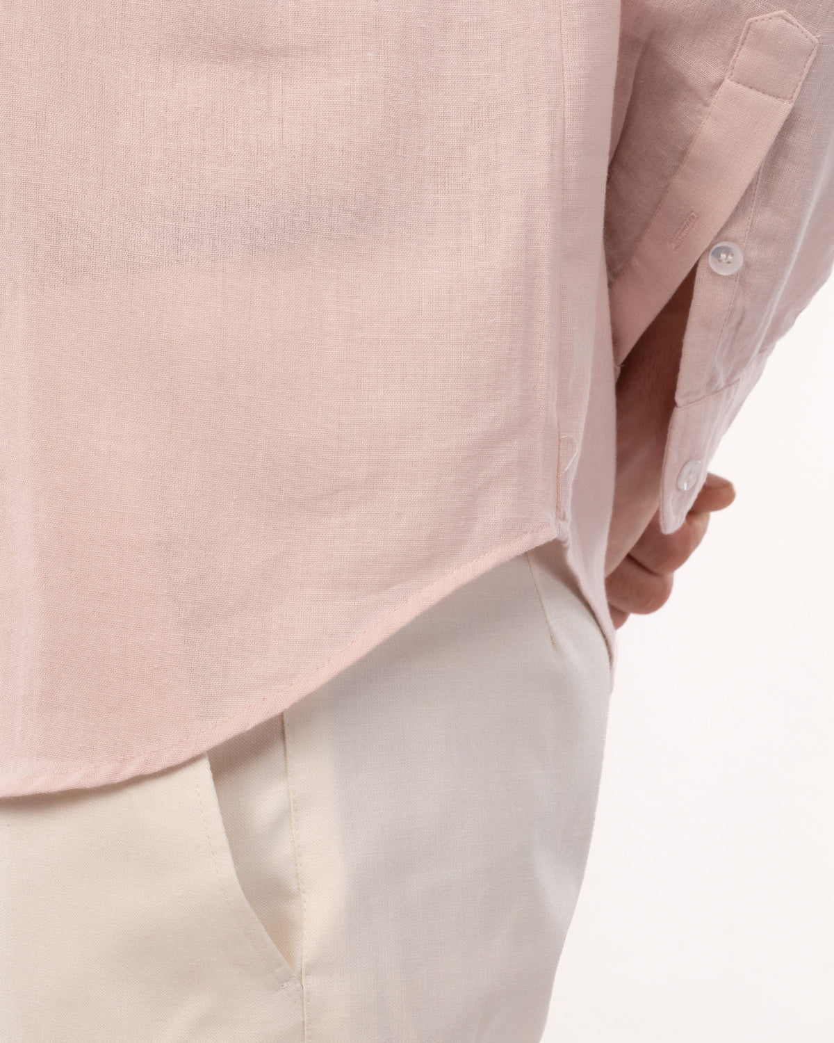 Peach Linen Popover Shirt for Men