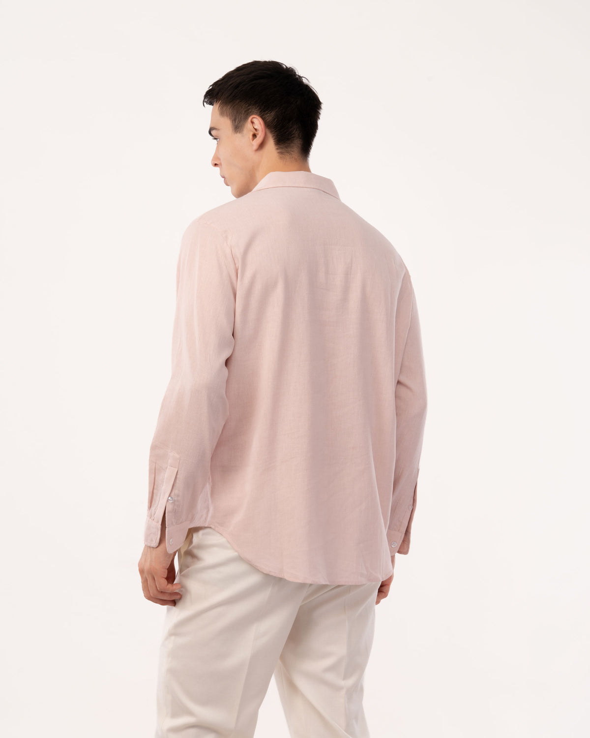 Peach Linen Popover Shirt for Men