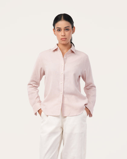 Peach Linen Shirt for Women