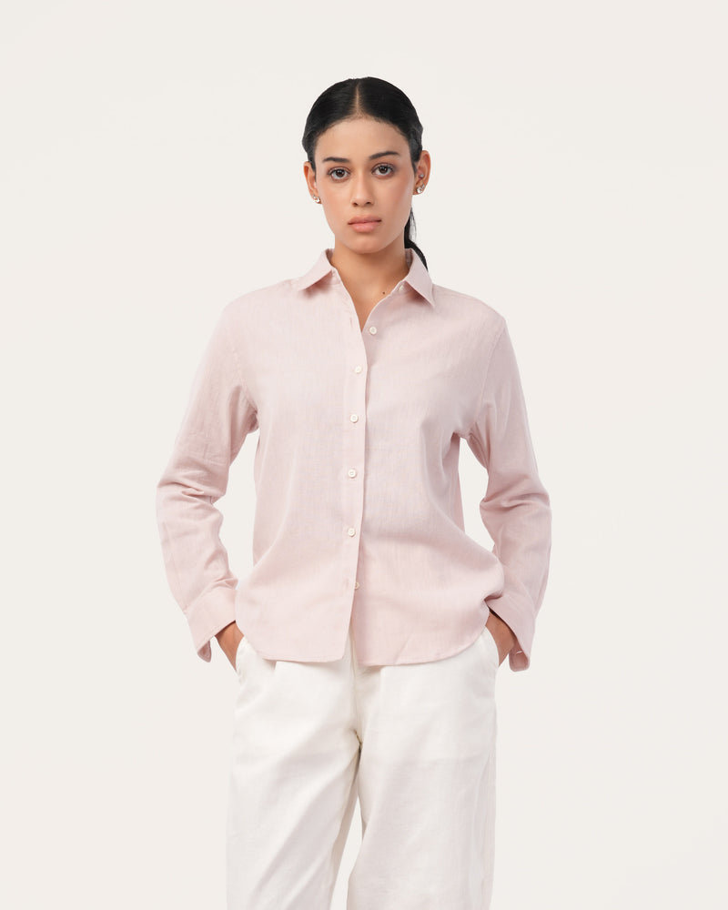 Peach Linen Shirt for Women
