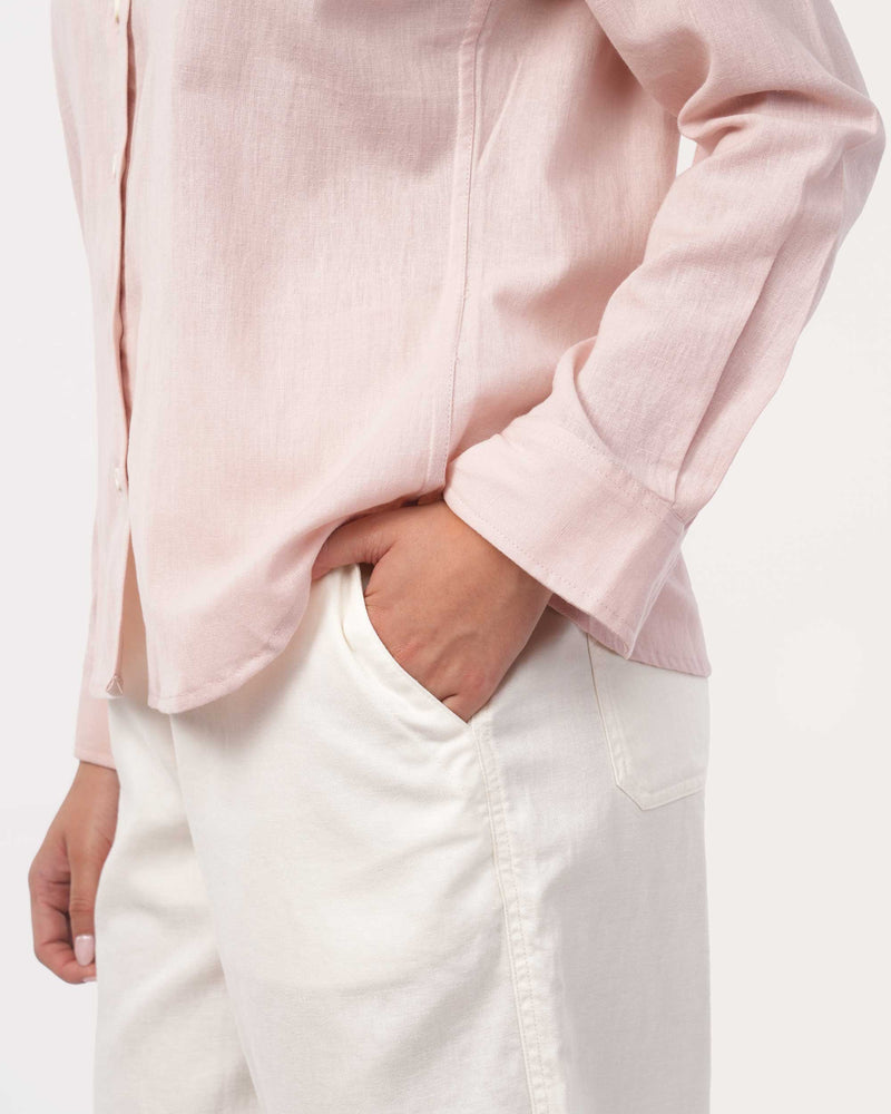 Peach Linen Shirt for Women