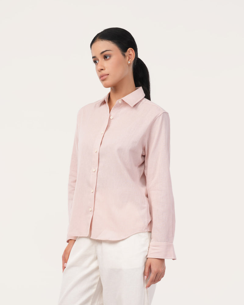 Peach Linen Shirt for Women