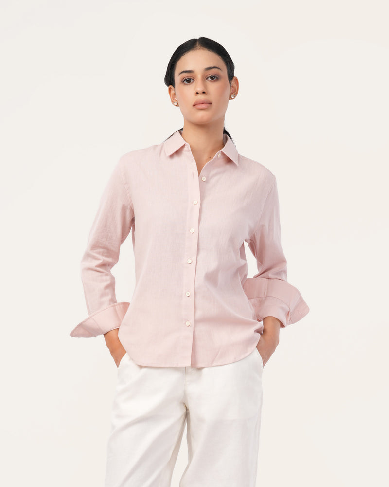 Peach Linen Shirt for Women