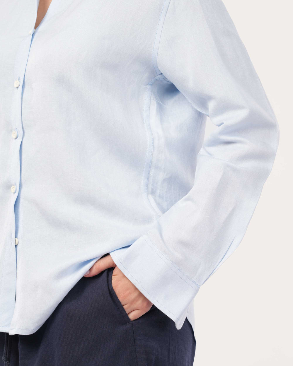 Sky Blue Linen Shirt for Women